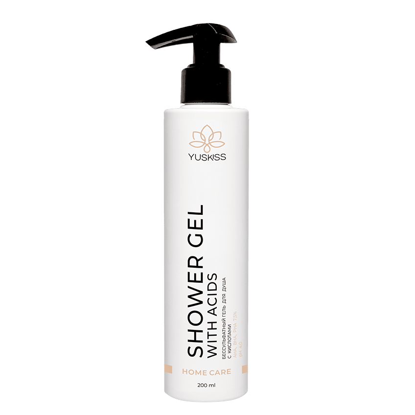 Бессульфатный гель для душа с кислотами AHA, BHA, PHA 7,5% 200 ml